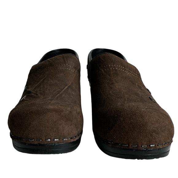 Sanita Brown Suede Stud Clogs - Picture 6 of 12